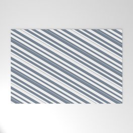 [ Thumbnail: White & Slate Gray Colored Lined/Striped Pattern Welcome Mat ]