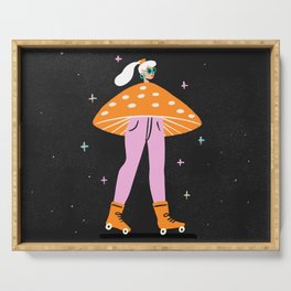 Mushroom Roller girl in Space Serving Tray