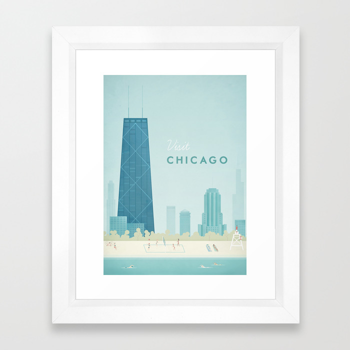 Vintage Chicago Travel Poster Framed Art Print By Wetcake Society6