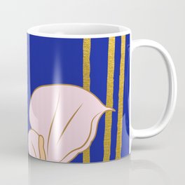 Pink Flowers on Blue Background Coffee Mug