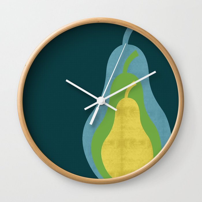 Concentric Pears - Nesting in Blue, Green, and Yellow Wall Clock