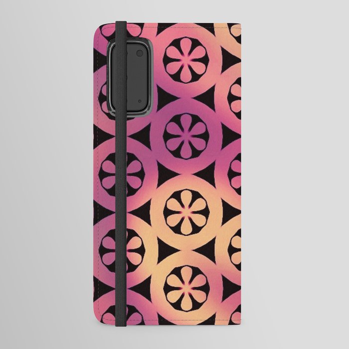 Retro Mod Daisies On Black Ombre Pink Yellow Android Wallet Case