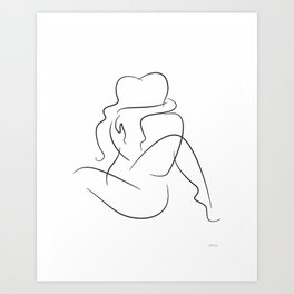 Sensual line art - couple sketch for bedroom. Art Print | Minimalist, Lineart, Abstract, Sexpose, Subtle, Manandwoman, Sketch, Thinline, Lovers, Blackandwhite 
