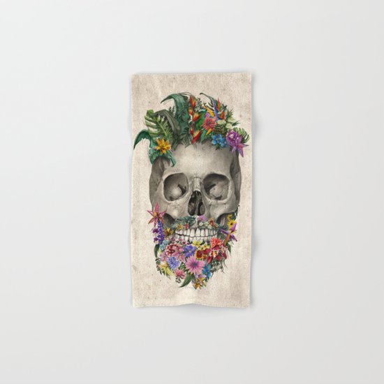 floral beard skull Hand & Bath Towel