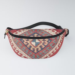 White Hooked Diamond // 19th Century Authentic Simple Colorful Aztec Accent Pattern Fanny Pack