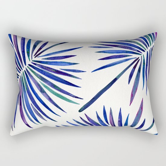 Tropical Fan Palm – Indigo Rectangular Pillow