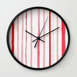 Red Watercolor Stripes and Lines Wall Clock
