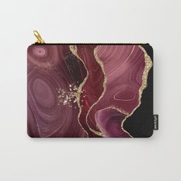 Burgundy & Gold Glitter Agate Texture 01 Carry-All Pouch