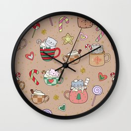 Cats in cups Wall Clock