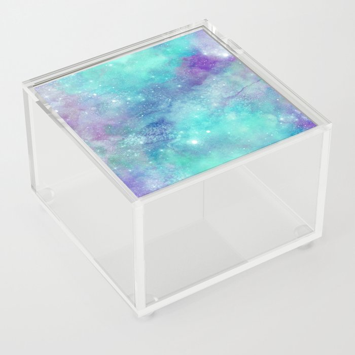 Teal Galaxy Painting Acrylic Box