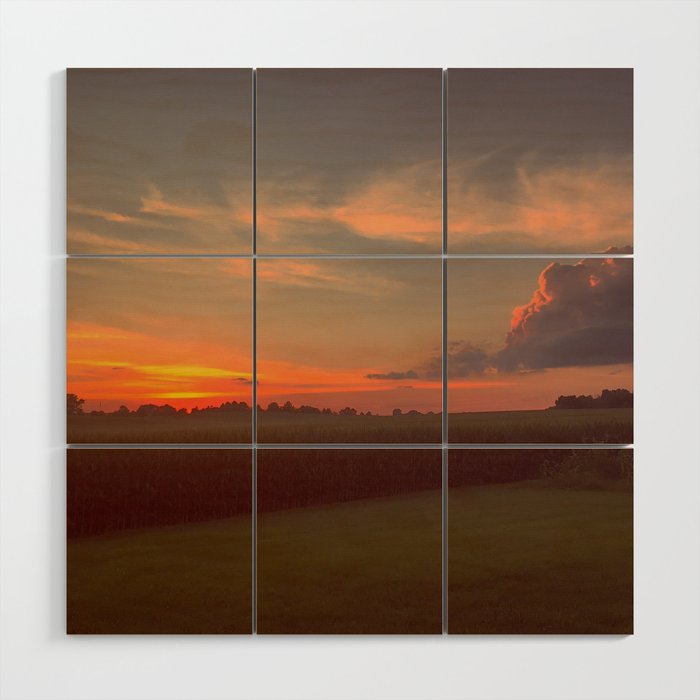 Sunset On the Farm Wood Wall Art