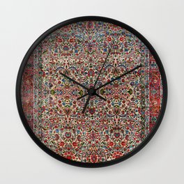 South Persia 19th Century Authentic Colorful Red Pink Blue Vintage Patterns Wall Clock