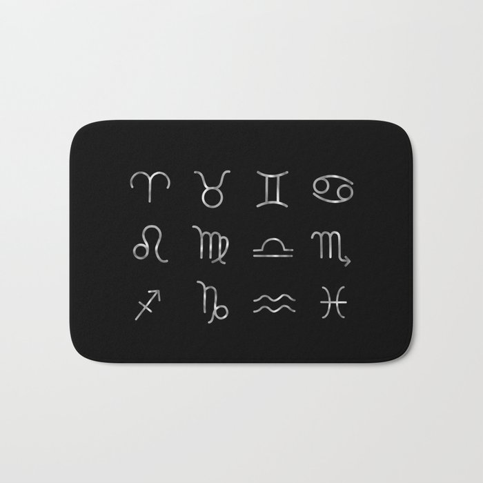 Zodiac constellations symbols in silver Bath Mat