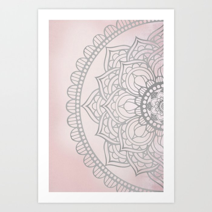 Pink Gray Mandala Art Print