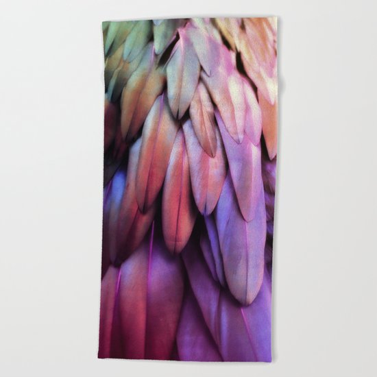 PARROT FEATHERS RAINBOW Beach Towel