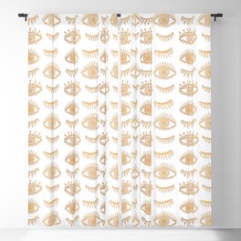 Evil Eyes White and Gold Blackout Curtain