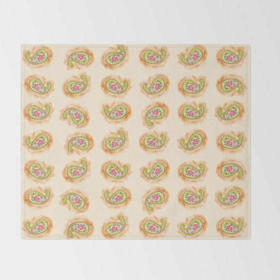 Paisley Watercolor in Tea (tan brown) Throw Blanket