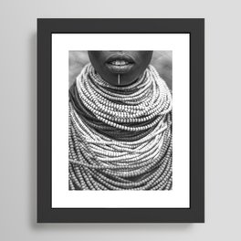 The Karo Necklace - Ethiopia - Black And White Photography - Africa - Tribal Art - African American Art Framed Art Print