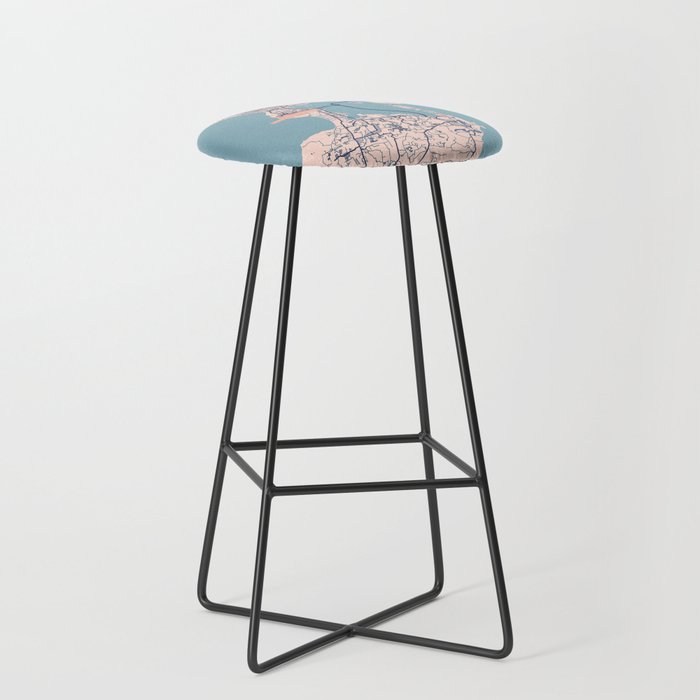 Bali vintage city map Bar Stool