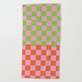 60s Colorful Groovy Checker Beach Towel