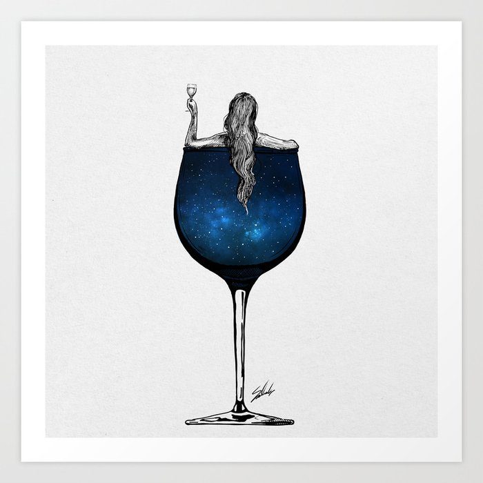 Wine night. Art Print