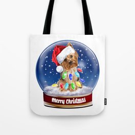 Merry Christmas Yorkshire terrier Snow Globe  Tote Bag