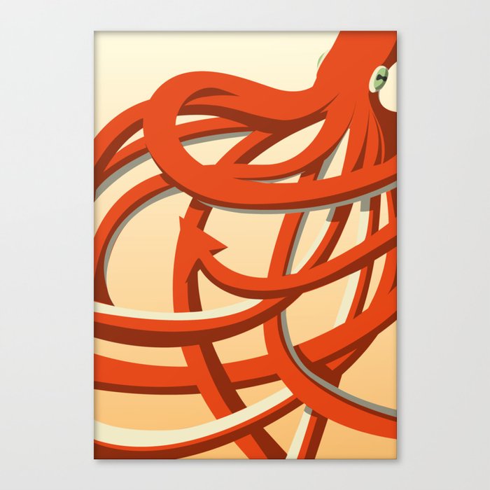 Octopus red Canvas Print