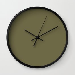 Dark Green-Brown Solid Color Pantone Olive Branch 18-0527 TCX Shades of Green Hues Wall Clock