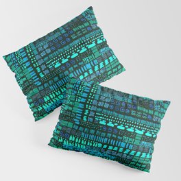 blue turquoise ink marks hand-drawn collection Pillow Sham