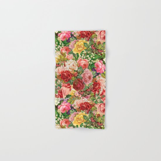 Vintage Retro flower pattern old fashioned Hand & Bath Towel