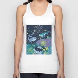Whale Paradise Seascape - Cute SeaLife pattern by Cecca Designs Unisex Tank Top