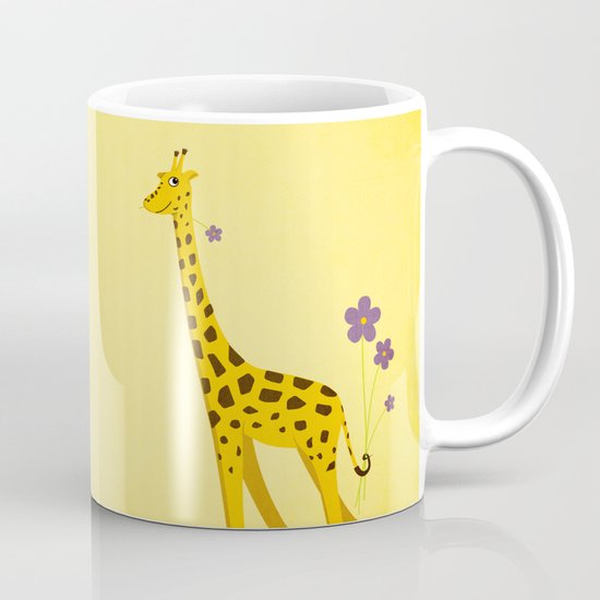 Yellow Funny Roller Skating Giraffe Mug