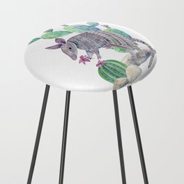 Armadillo with Cactus Watercolor  Counter Stool