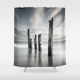 Driftwood in the sea Shower Curtain