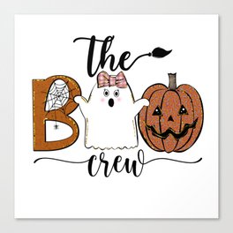 Halloween funny cute ghost girl pumpkin Canvas Print