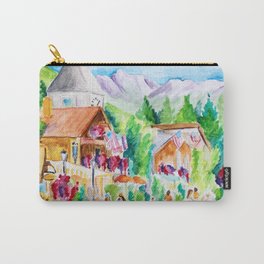 Vail Village Colorado Watercolor Carry-All Pouch | Curated, Colorado, Realism, Illustration, Painting, Gorecreekdrive, Watercolor, Vailvillage 