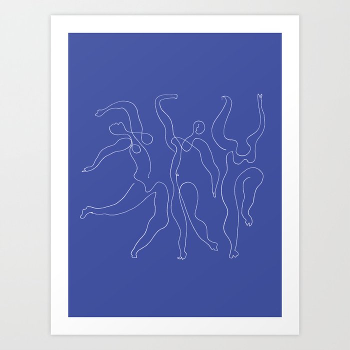 Three Dancers by Pablo Picasso in Blue Art Print
