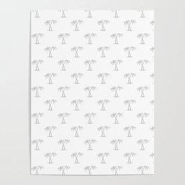 Light Grey Palm Trees Pattern Poster