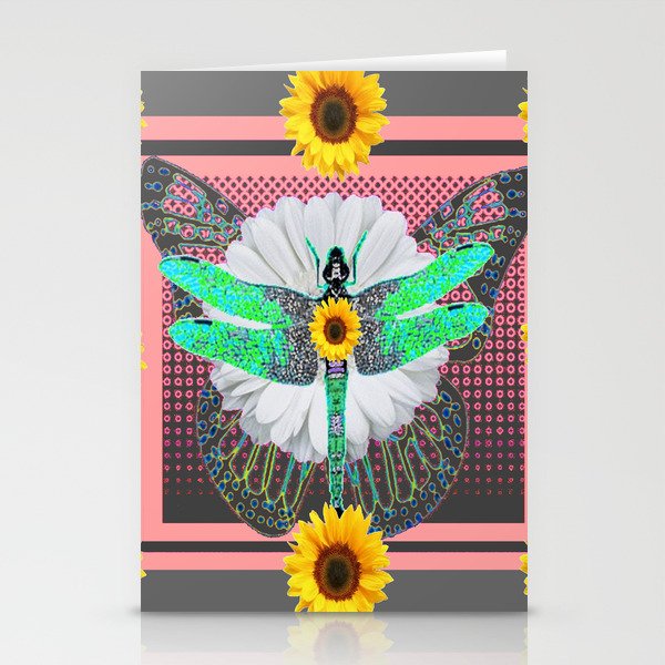 GREEN DRAGONFLY FLORAL UNIVERSE Stationery Cards
