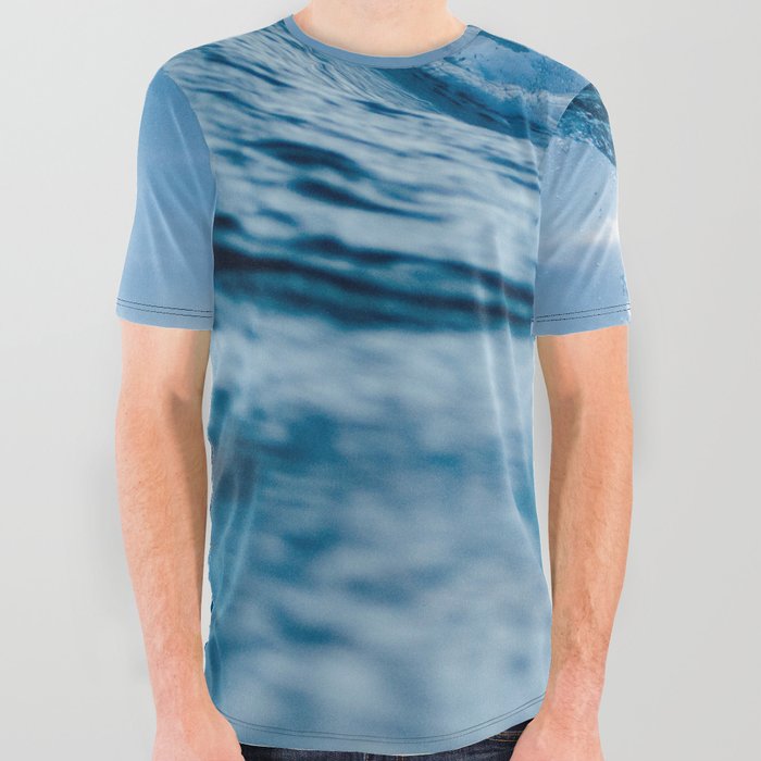 Blue Waves Ocean Sea All Over Graphic Tee