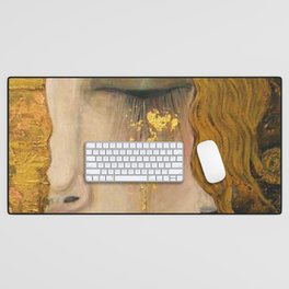Golden Tears (Freya's Heartache) portrait painting by Gustav Klimt Desk Mat