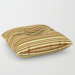 [ Thumbnail: Brown and Tan Colored Stripes/Lines Pattern Floor Pillow ]