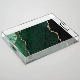 Emerald & Gold Agate Texture 04 Acrylic Tray