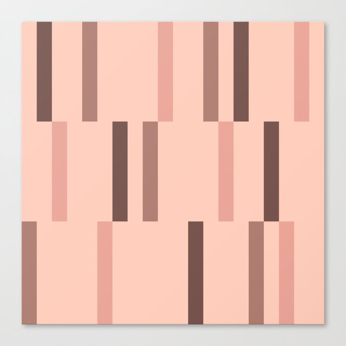 Retro Abstract Art Lines Light Salmon Pink Canvas Print