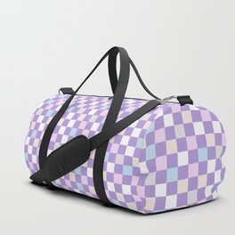 Pastel Lilac Checkered Duffle Bag