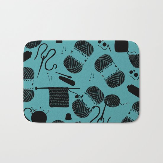 yarn teal Bath Mat