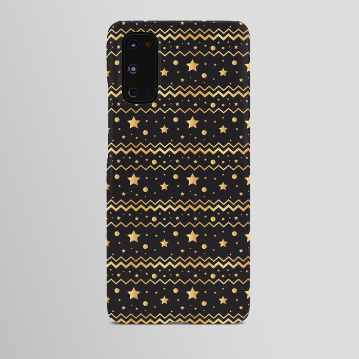 Christmas Pattern Golden Black Star Zigzag Android Case