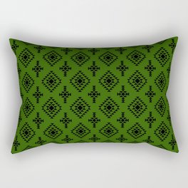Green and Black Native American Tribal Pattern Rectangular Pillow