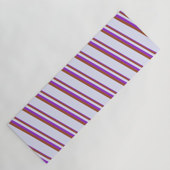 Dark Orchid, Sienna & Lavender Colored Stripes Pattern Yoga Mat