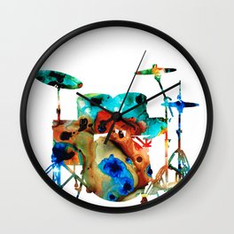 The Drums - Music Art By Sharon Cummings Wall Clock | Music, Musician, Musicroom, Drummer, Colorfulart, Musicalinstruments, Painting, Primarycolors, Children, Percussion 